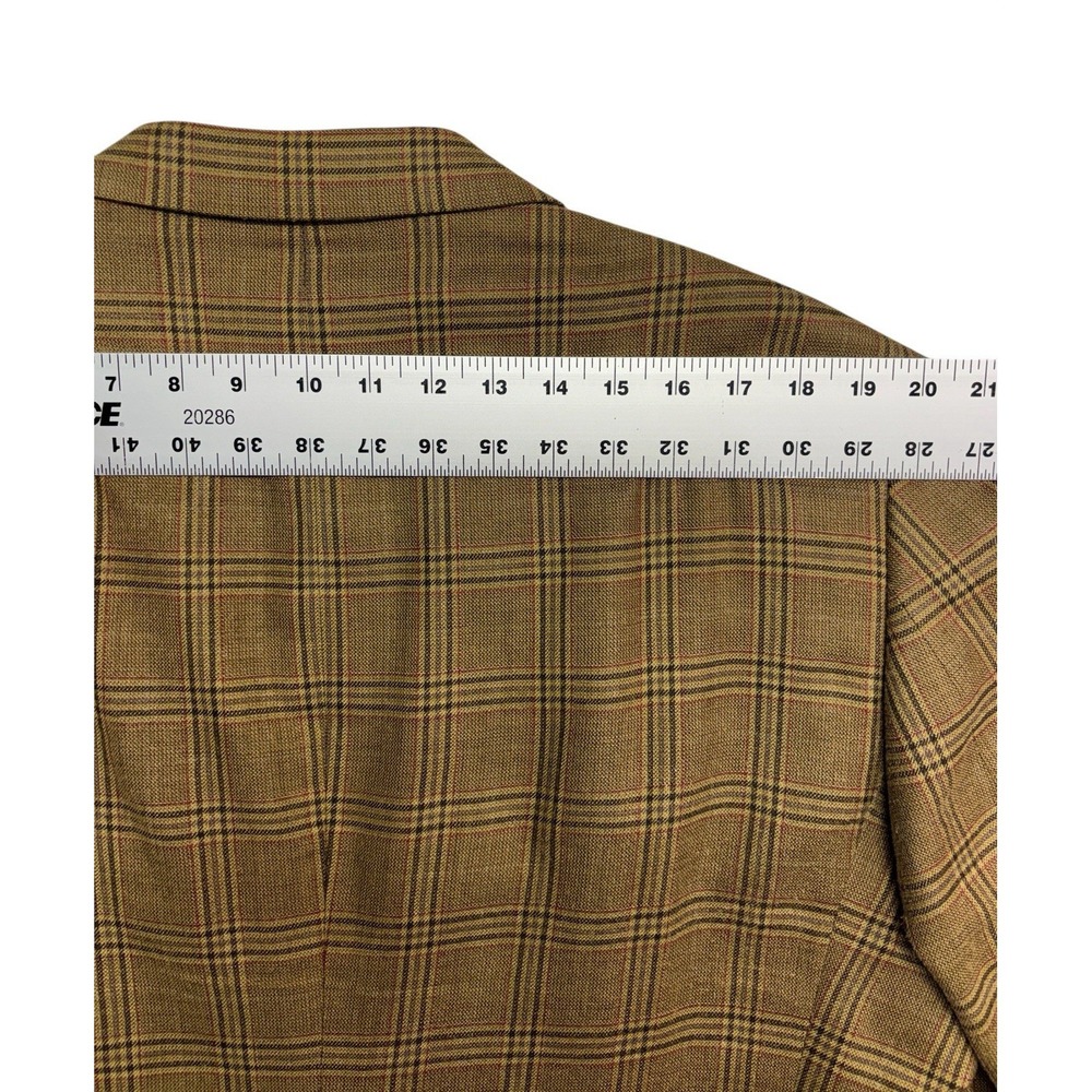 Jos A Bank 43R Honey Brown Red Plaid Blazer Jacket Sport Suit Coat Silk Wool - Picture 12 of 12